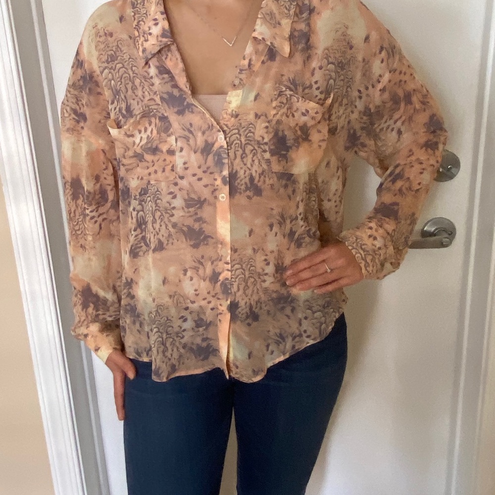 FREE PEOPLE EASY RIDER SHEER HIGH LOW TOP